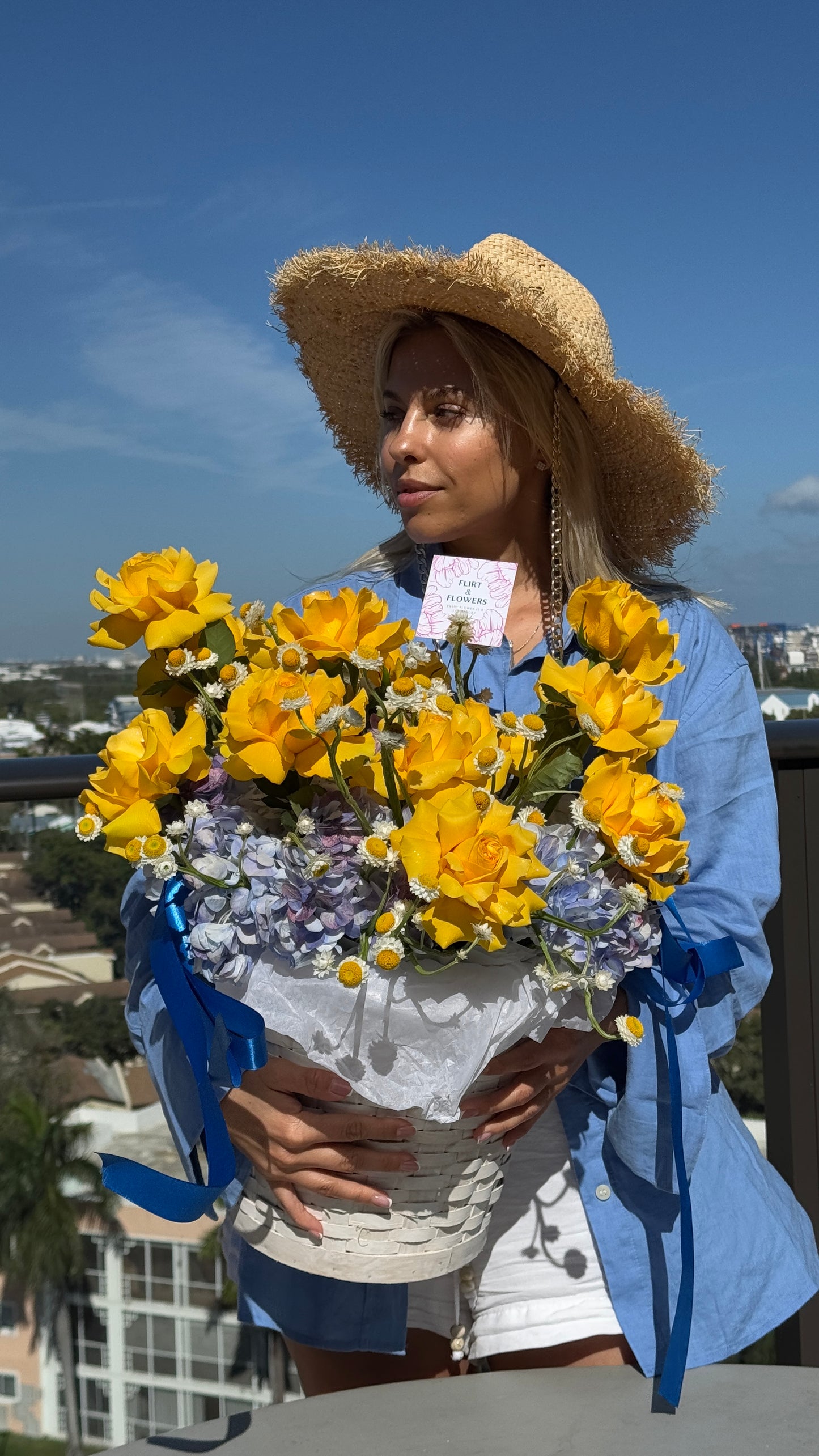 Yellow Premium Roses Basket