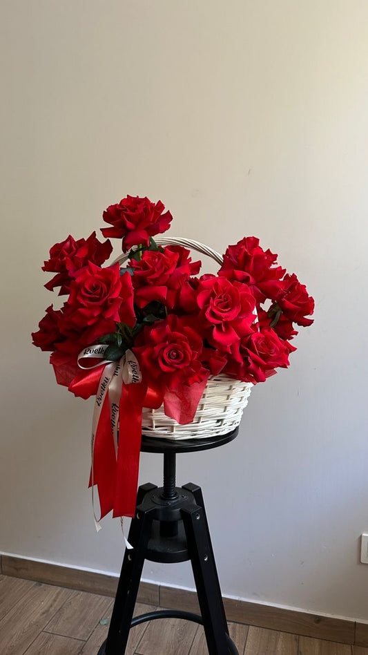 Red French Roses basket