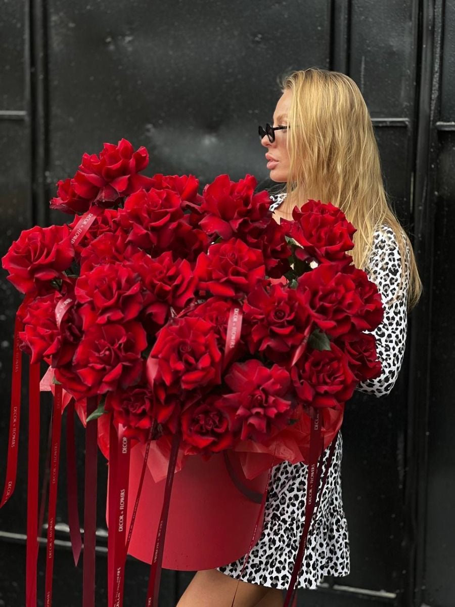 French Red Roses in a box