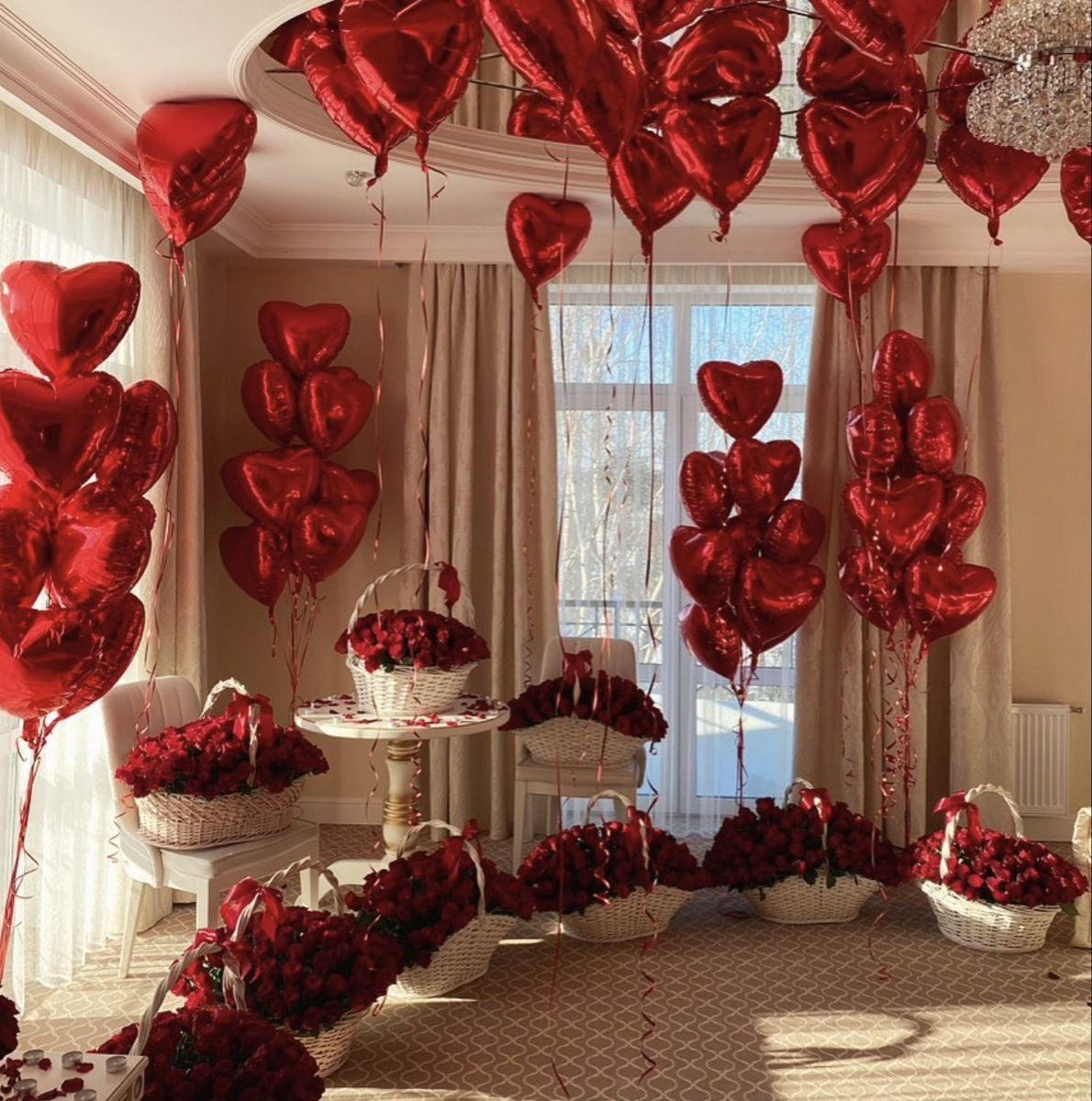 Room Decoration with Flowers and Balloons